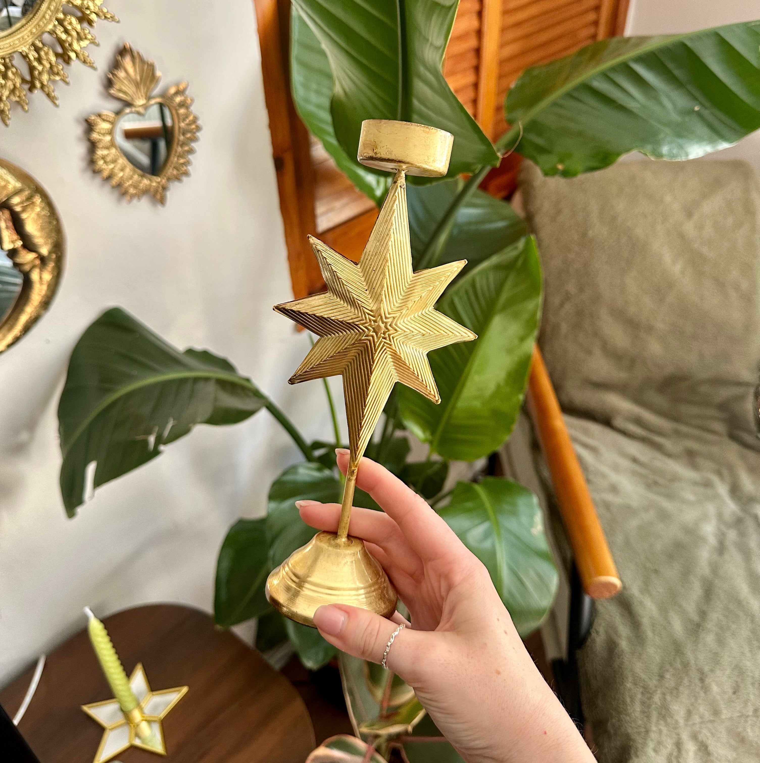 Celestial Gold Star Candle Holder